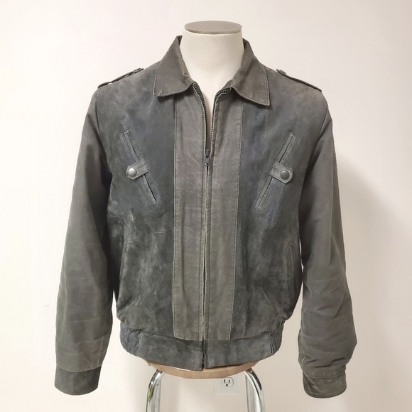 (SOLD) 80s Grey Leather Jacket - Picture 2 of 8
